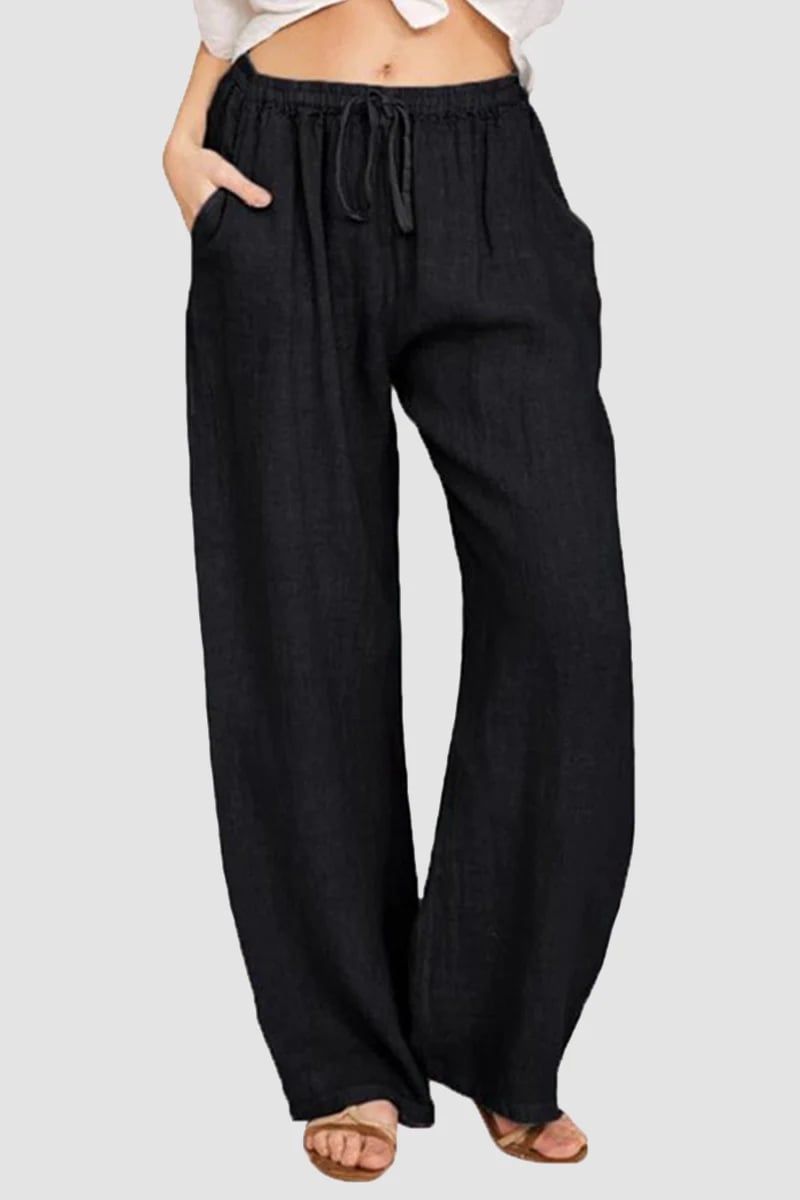 Womens Classic Loose Cotton Linen Casual Trousers