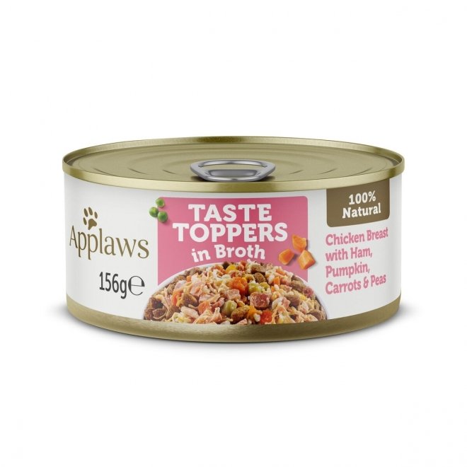 Applaws Taste Toppers chicken breast with ham, pumpkin, carrots & peas in broth