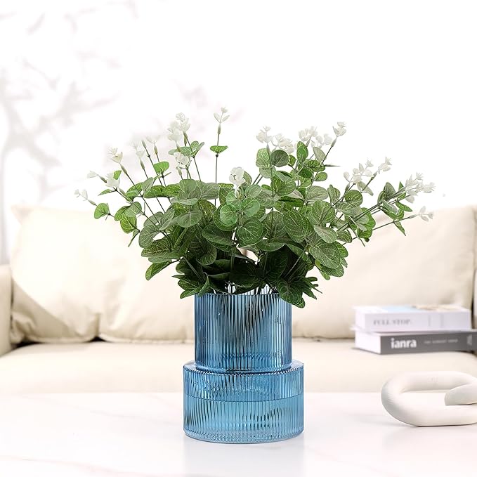VASEA Ribbed Glass Vase, Flower Vase