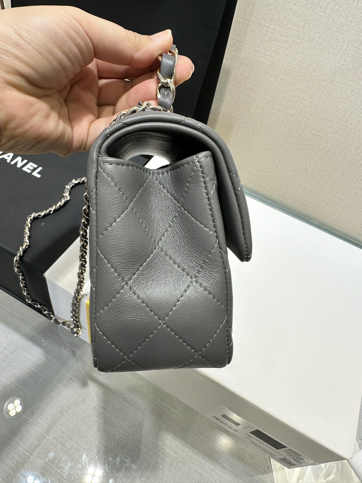 Mini Flap Bag with Top Handle（Gray） - Mocuir