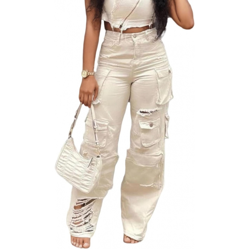 Women's Cargo Baggy Straight Jeans Streetwear