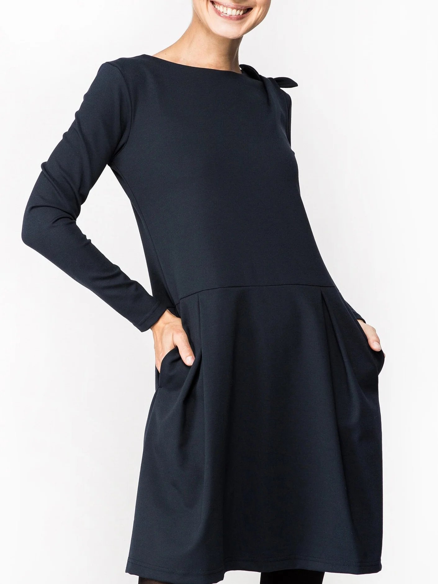 Cotton Linen Single Pocket Casual Dress