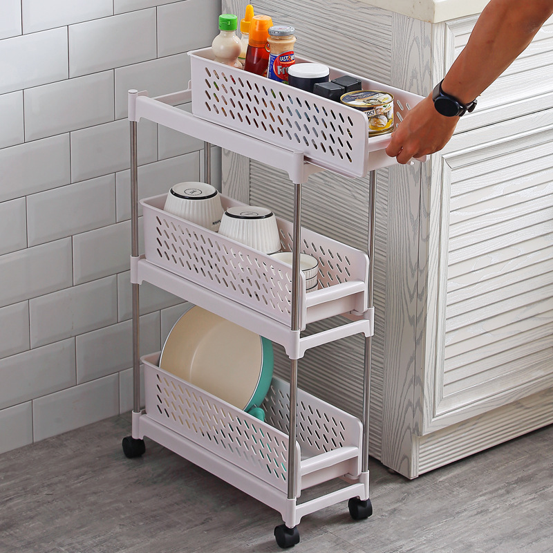 Kitchen Storage Rack Cart Bathroom Gap Pull-out Storage Rack Bathroom Floor Multi-layer Storage Rack