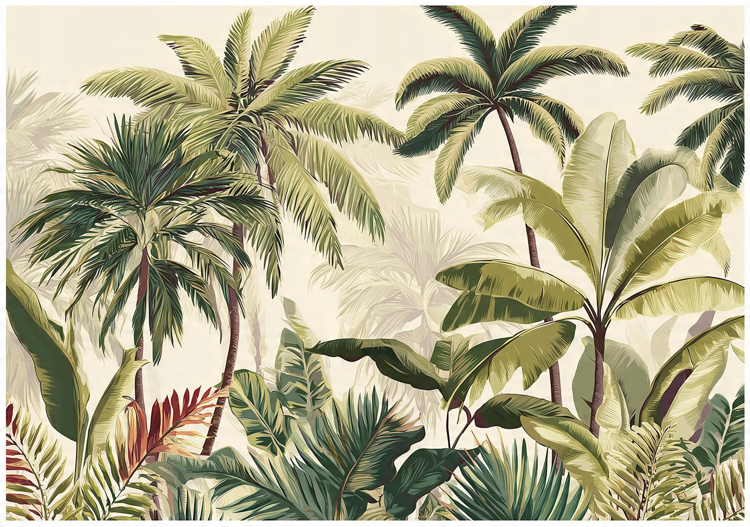 Jungle Palm Leaves Green Wall Mural for the Bedroom or Living Room (150x105)