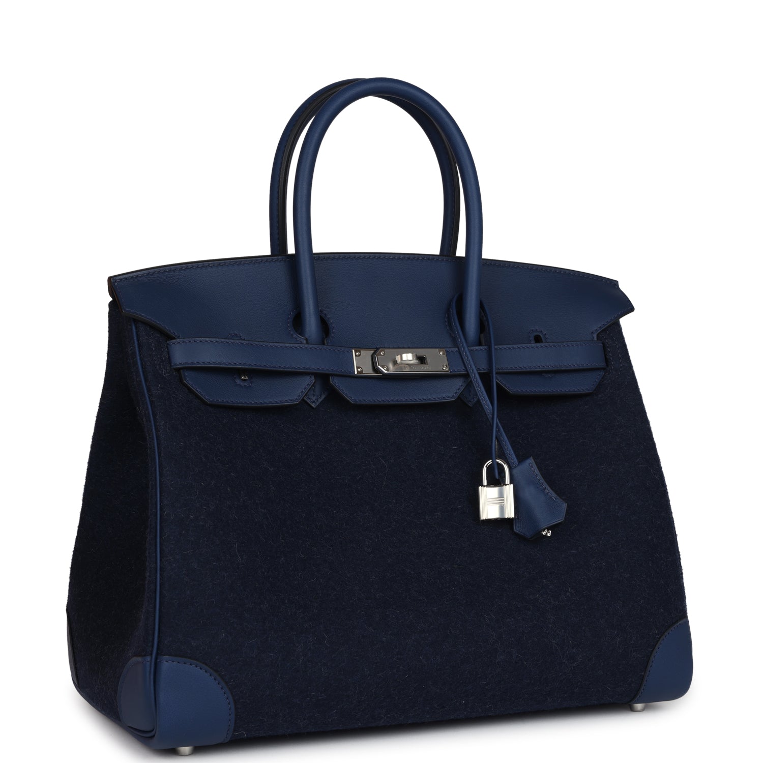 Birkin 35 Bleu Nuit Feutre Wool and Bleu De Malte Swift Palladium Hardware