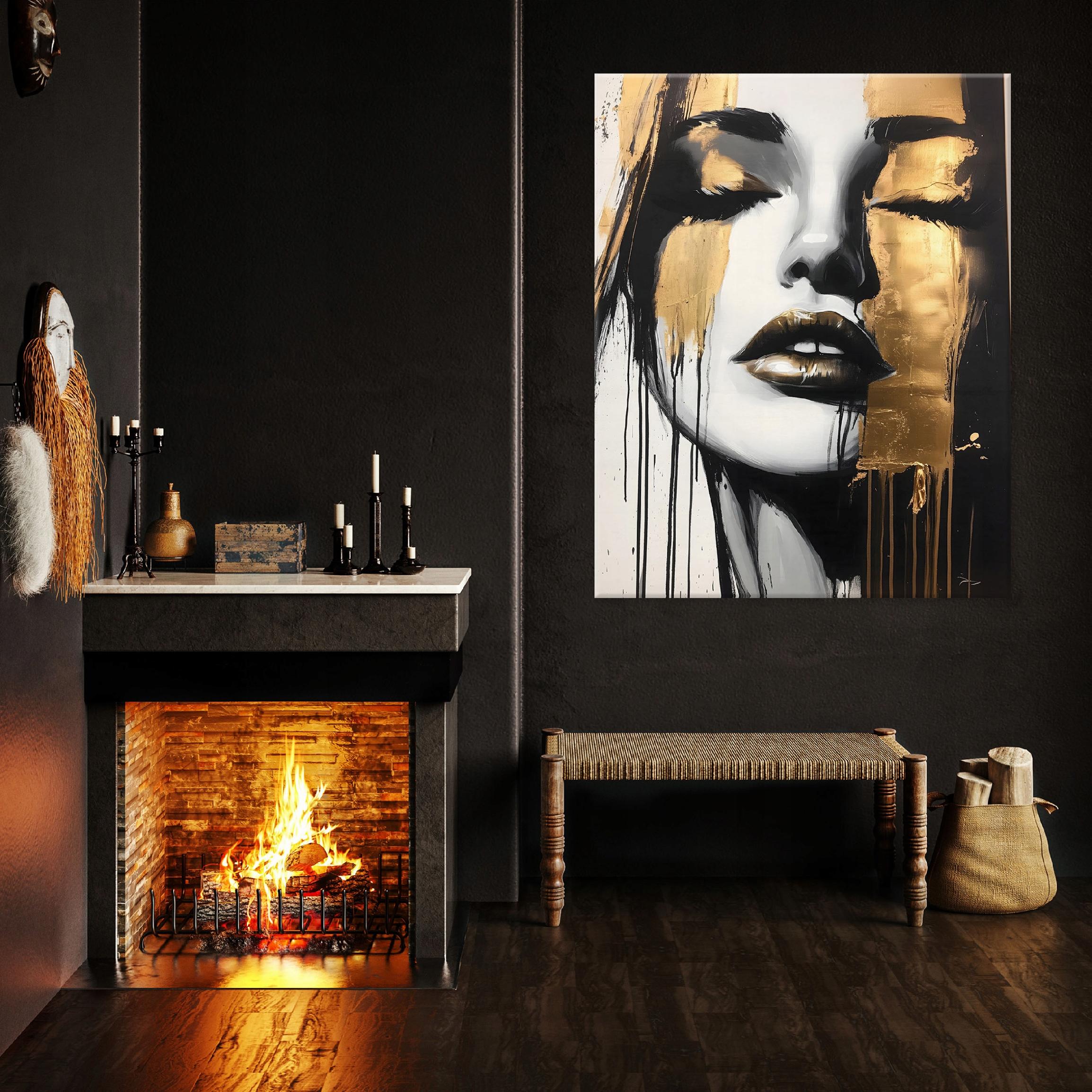 Glamorous woman face painting on canvas wall art for the bedroom or living room, 40x30