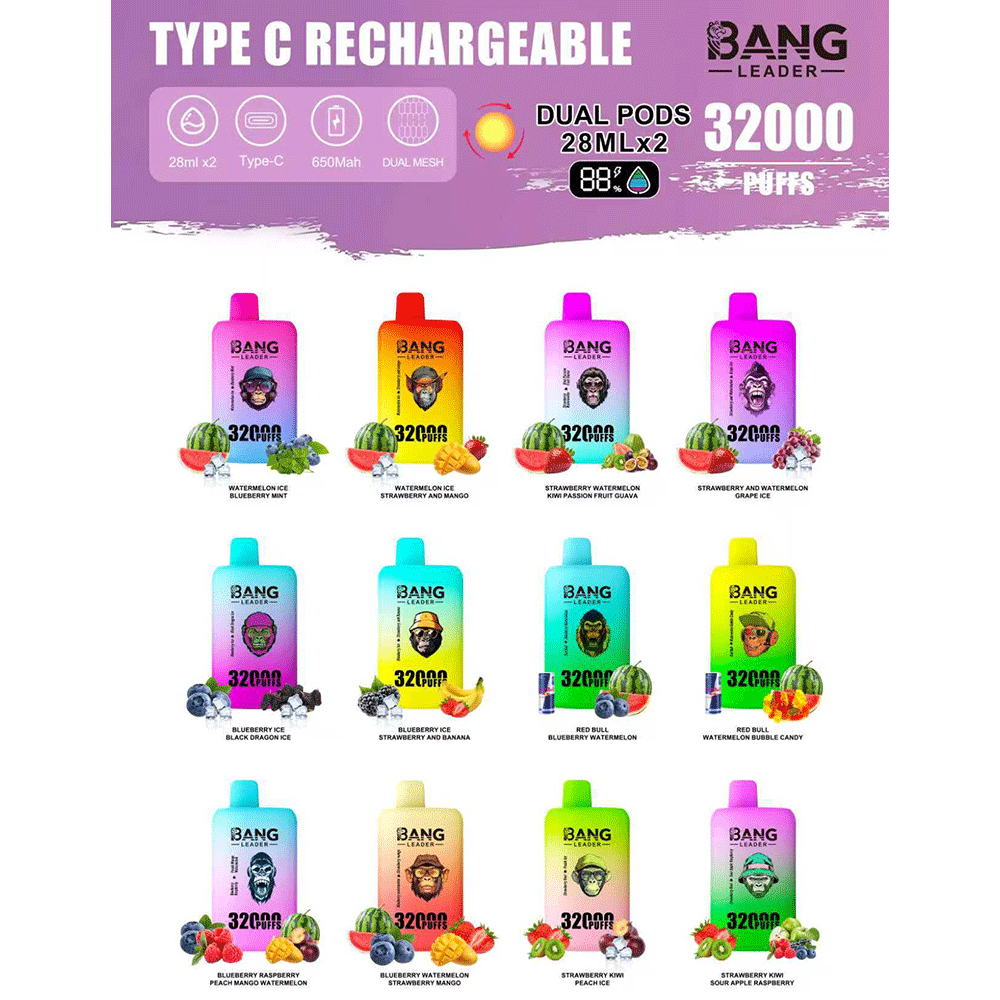 Bang Leader 32000 32k Puffs 2% 3% 5% Nicotine  Double Taste Disposable Vape