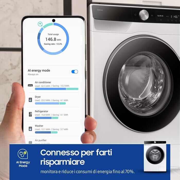 SAMSUNG - Lavatrice WW11DG6B25LKU3 11 Kg Classe A-bianco