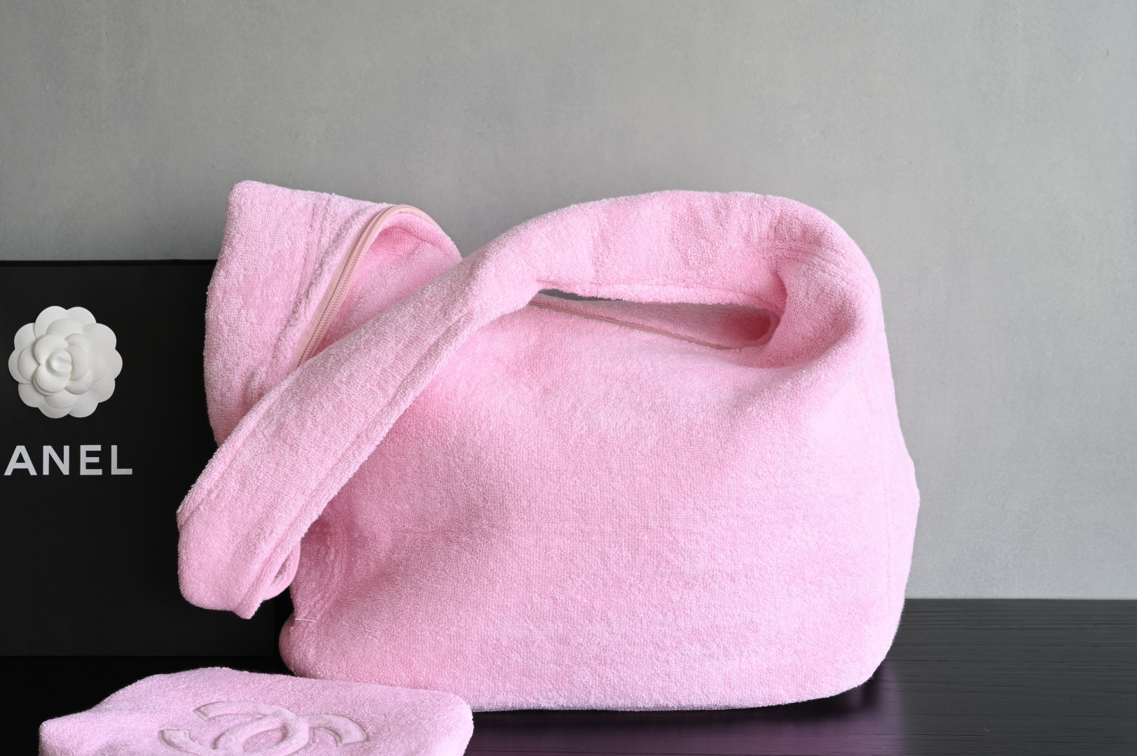 Coco Beach Hobo Tote Bag with Pouch in Pink Terry Cotton (Model A82901) - Mocuir