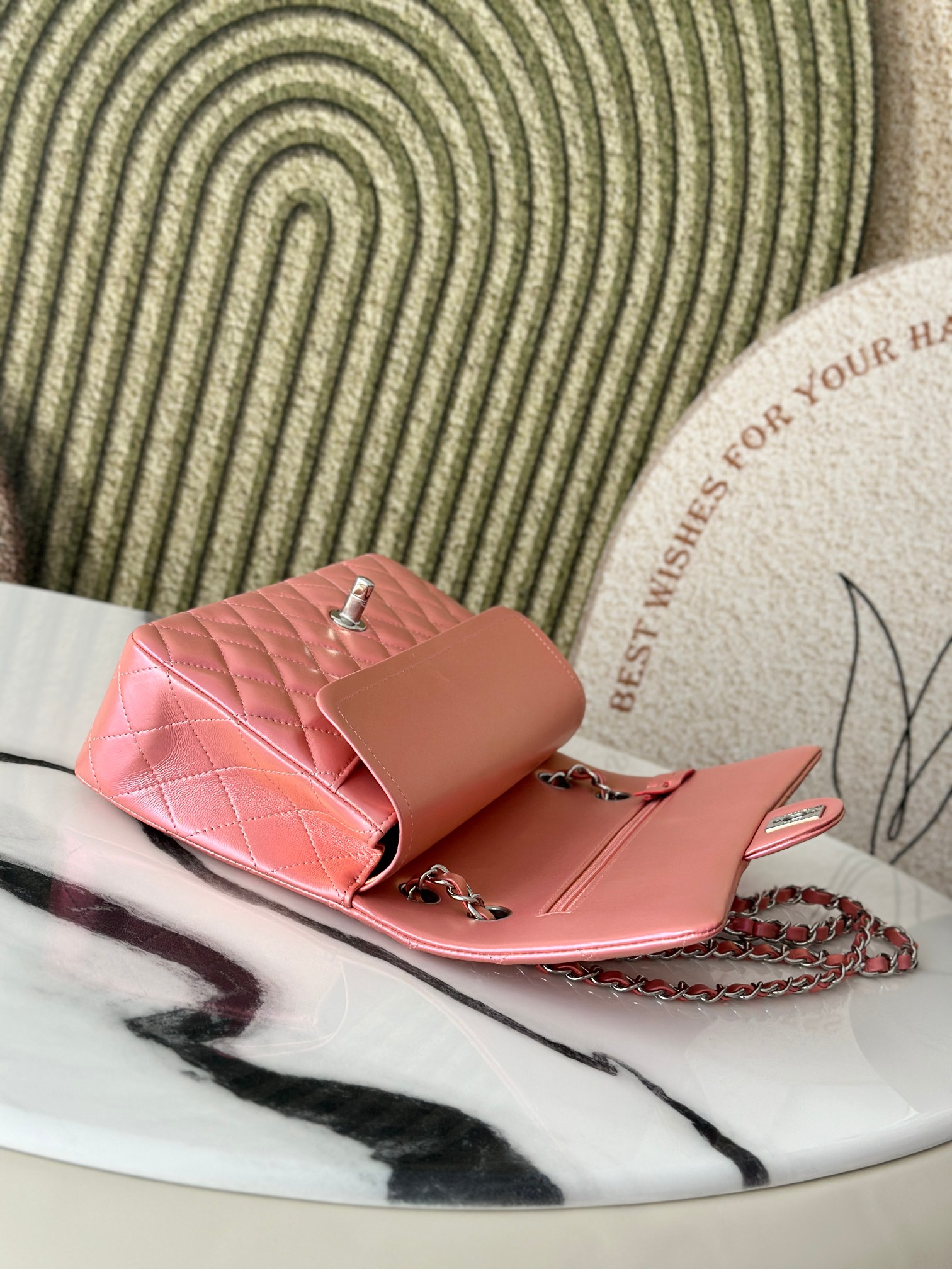 20C Spring Summer Iridescent Light Pink Calfskin Classic Flap Bag - Mocuir