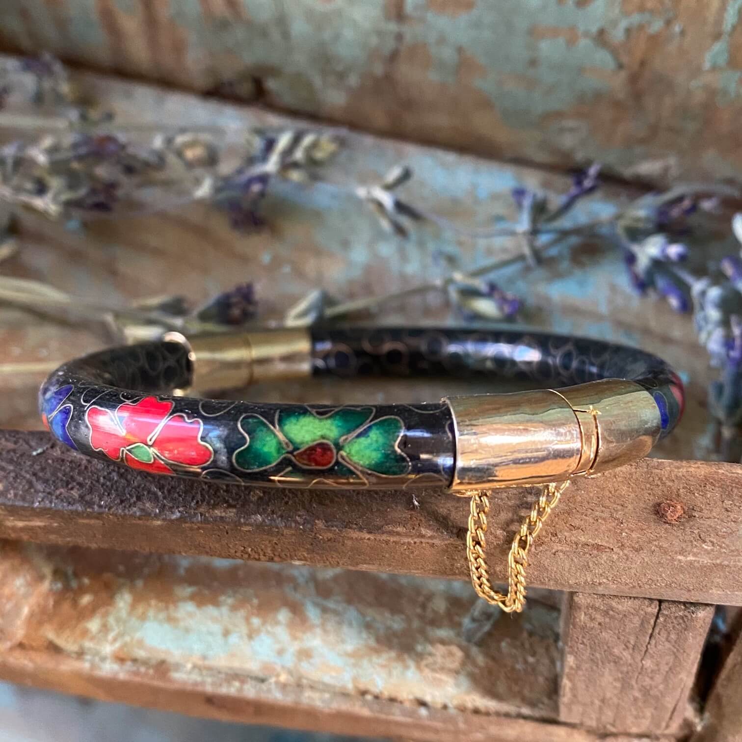 Vintage Chinese Export Cloisonné Enamel Bangle Bracelet