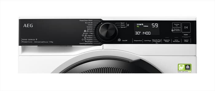 AEG - Lavatrice LR8H94GBY 9 Kg Classe A-Bianco/oblò nero