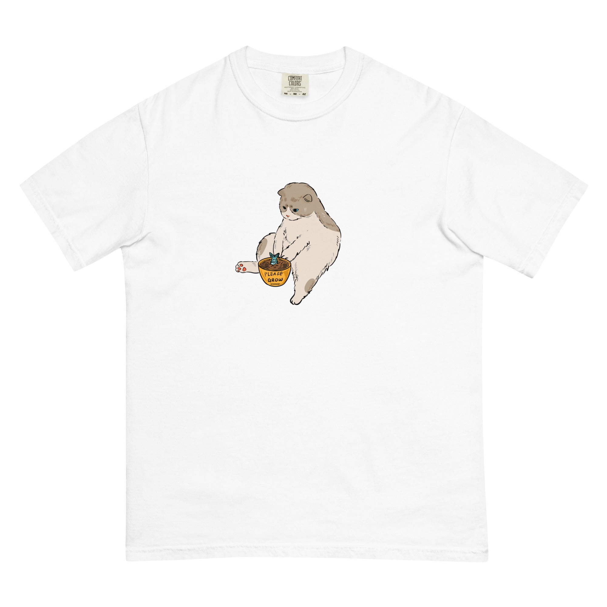 Spring blooms. Cat graphic T shirt. Streetwear