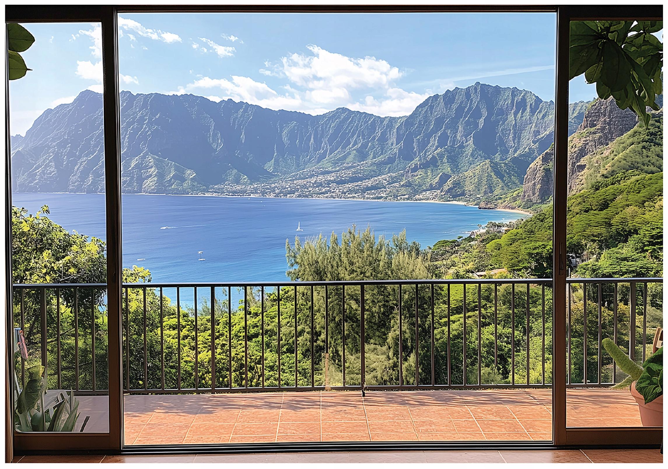 3D wall mural window sea mountains bedroom living room wallpaper non-woven