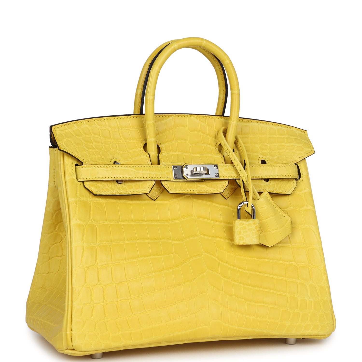 Birkin 25 Mimosa Matte Niloticus Crocodile Palladium Hardware