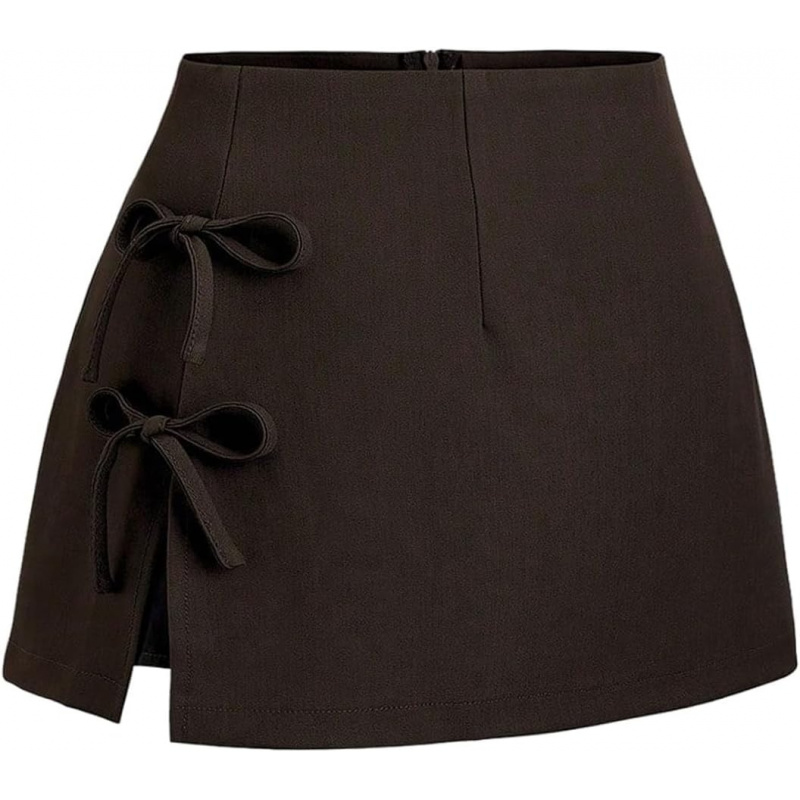 Women's Bow Knot Side Split Mini Skirt