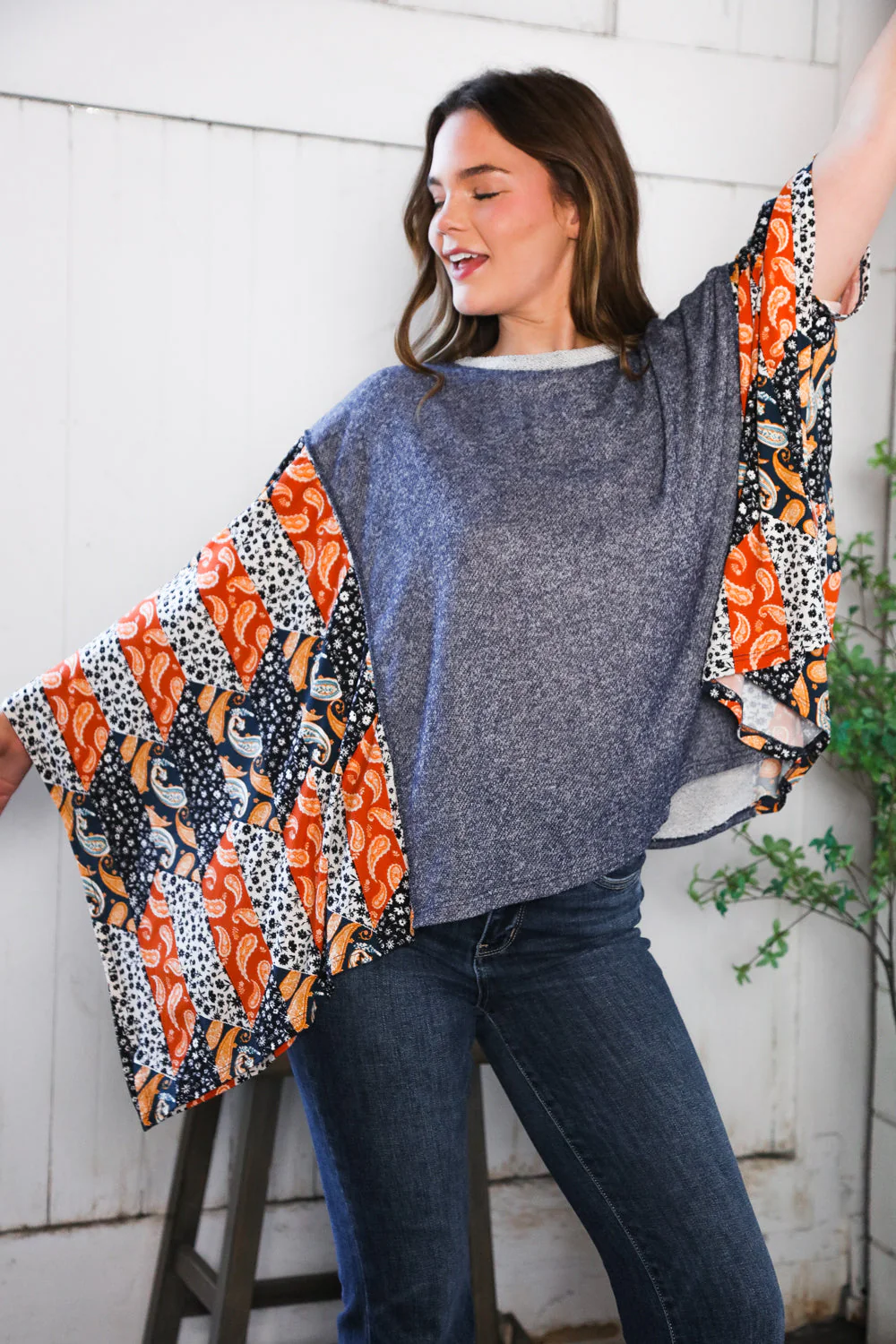 In A Paisley Daydream French Terry Poncho Top