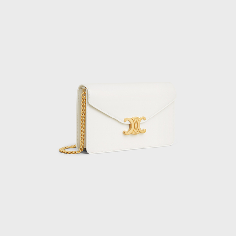 WALLET ON CHAIN MARGO IN SHINY CALFSKIN WHITE