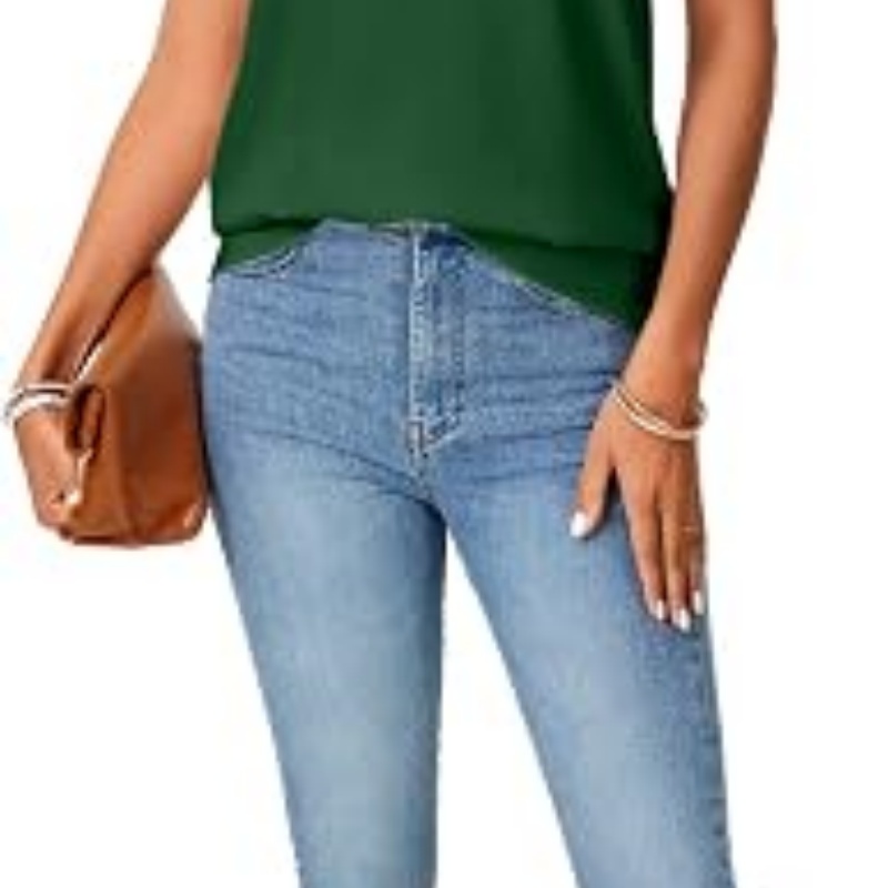 Women's Satin Tank Summer Top V Neck Cami