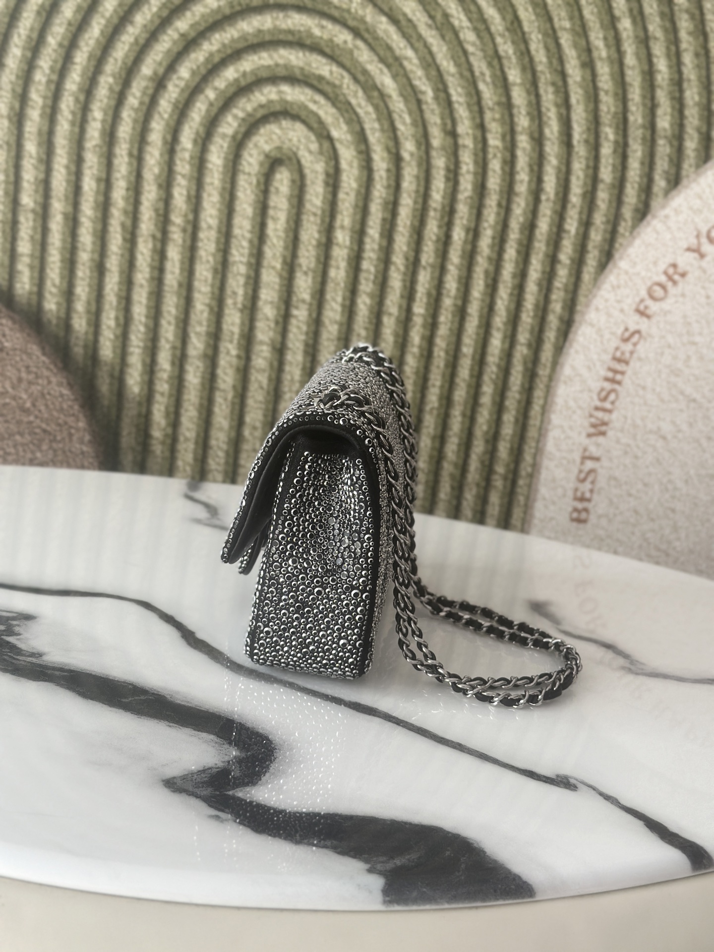 26C Cruise Collection Crystal Embellished Mini Classic Flap Bag - Mocuir