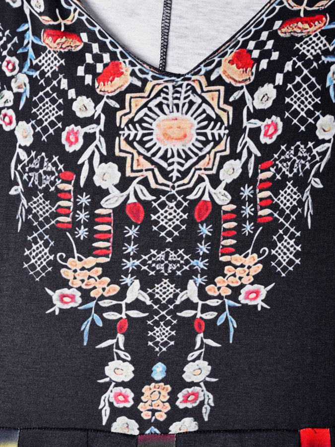 Boho U-Neck Cotton Blends Dresses