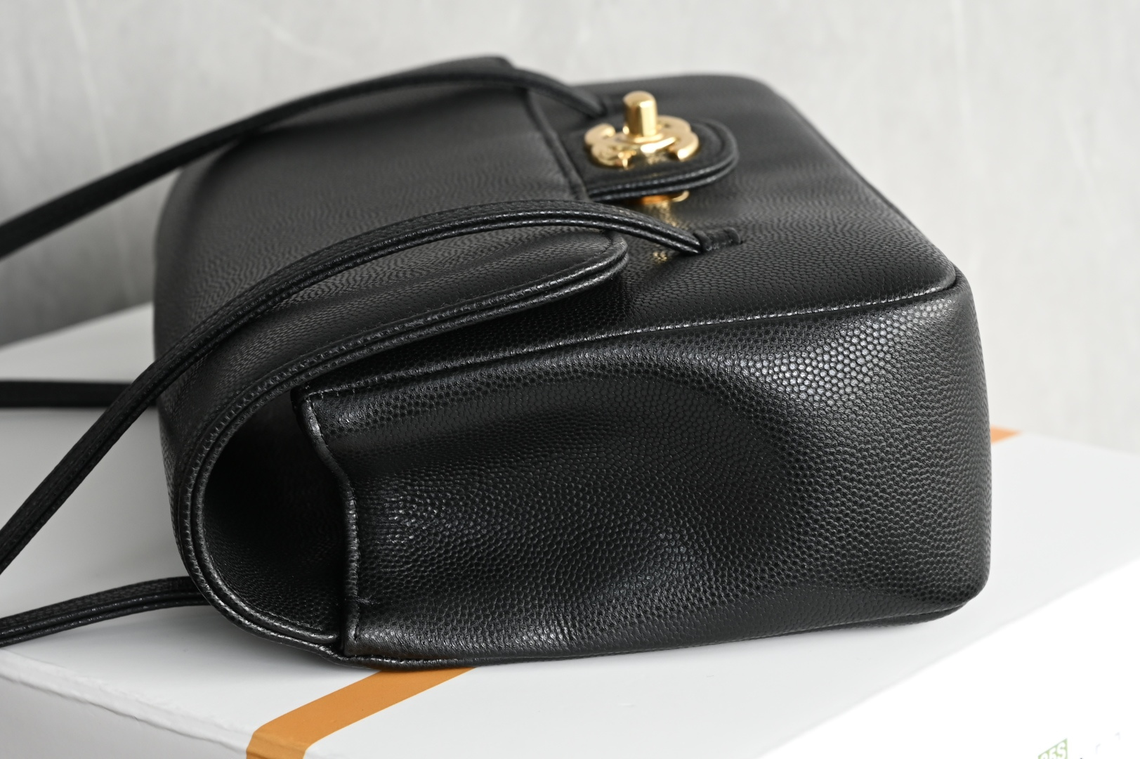 26P Preppy Coco Small Flap Bag in Black Grained Shiny Calfskin with Gold-Tone Hardware - Mocuir