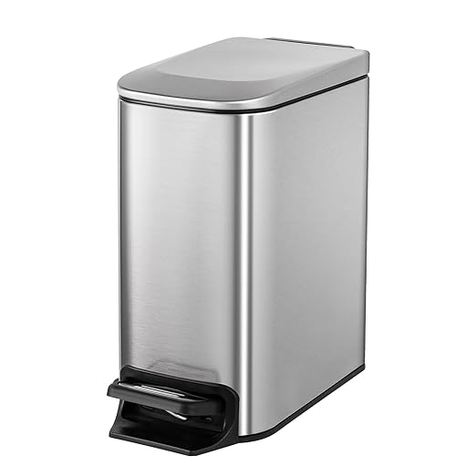 SMARTTOSS Small Bathroom Trash Can with Lid Soft Close