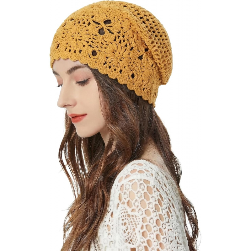 Women's Cotton Crochet Slouchy Beanie Hat