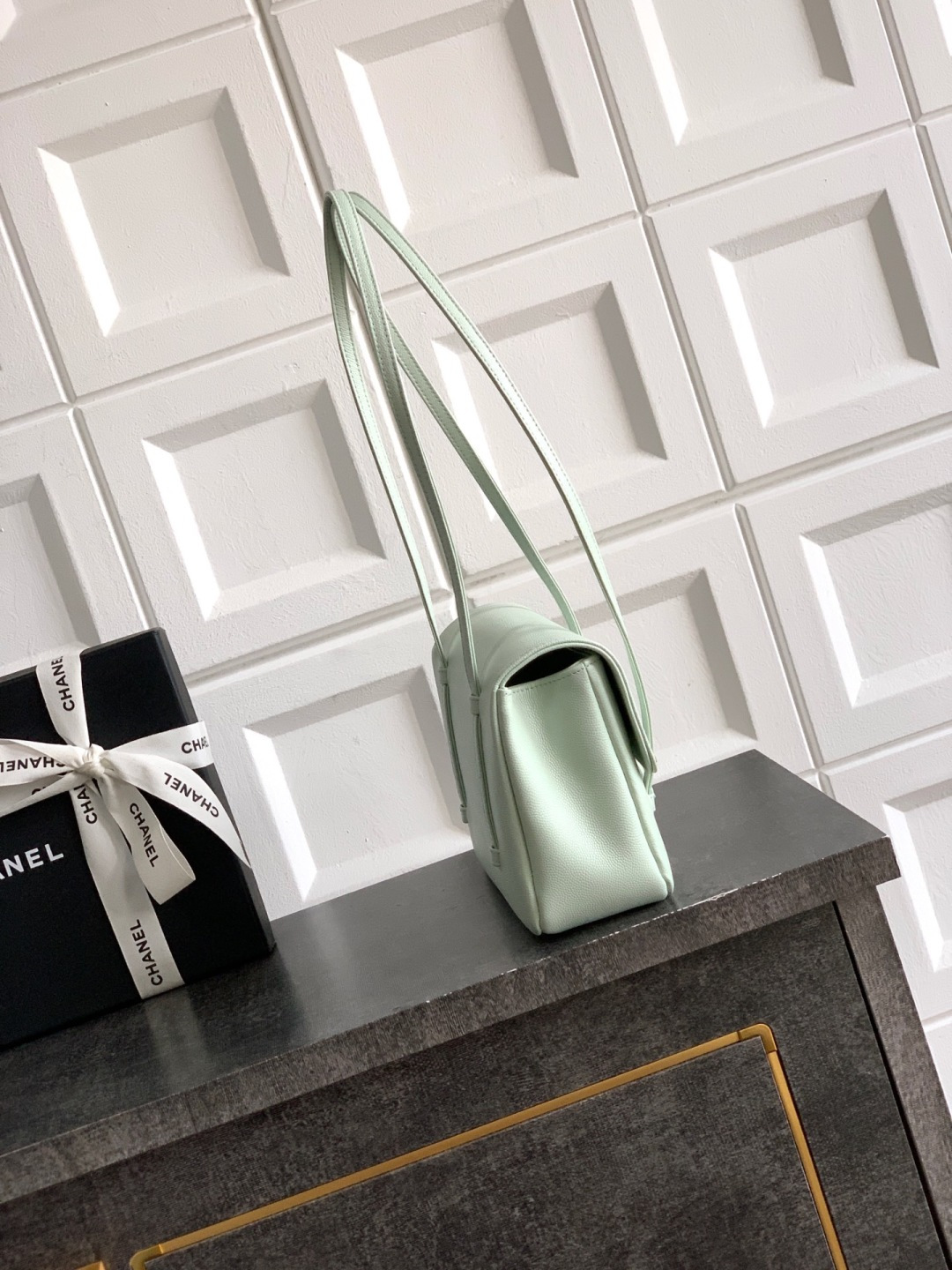 Preppy Coco Small Flap Bag (AS4818) in Light Green Grained Calfskin with Gold-Tone Hardware, 26P Pre-Fall Collection - Mocuir