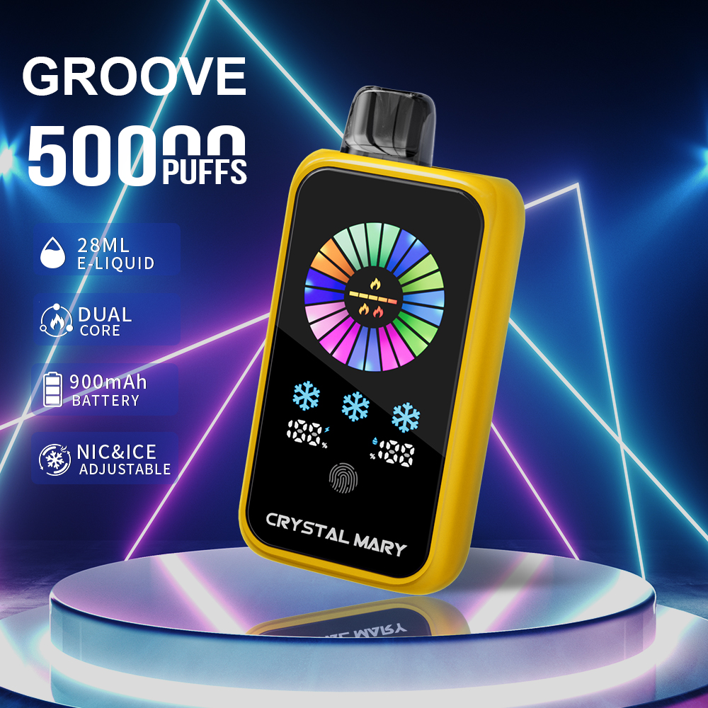 （3 pieces）Crystal Groove 50000 50k Puffs Adjustable Nicotine & Ice Control LED Display Disposable Vape EU Warehouse