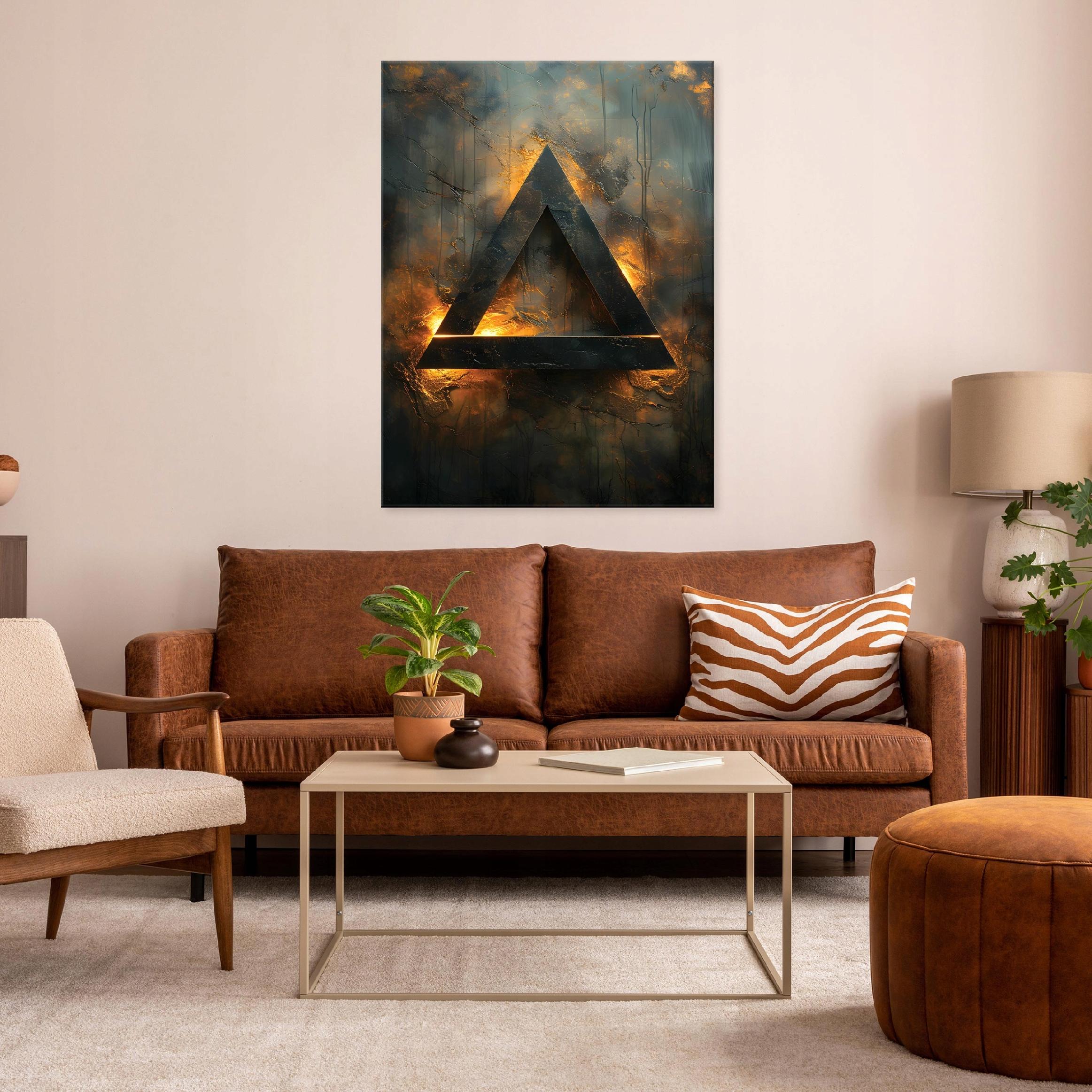 Abstract painting with geometric figures, gold and black, for the bedroom or living room, 40x30