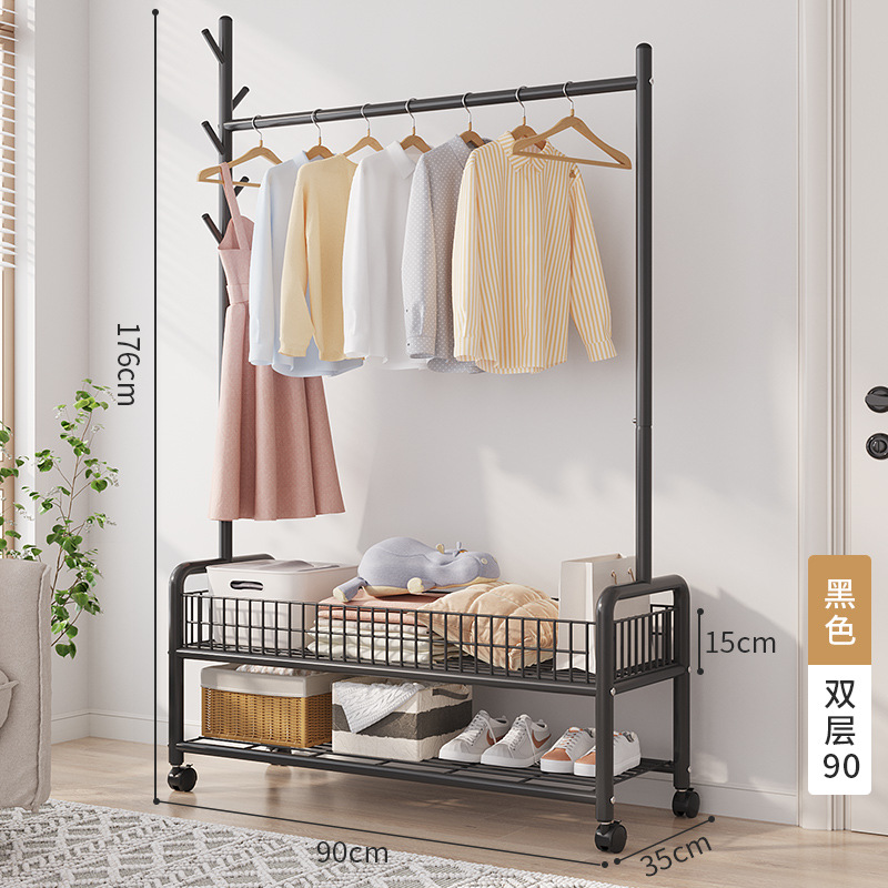 Coat rack floor-standing household bedroom cream style clothes hanging simple indoor dormitory movable drying clothes hanger