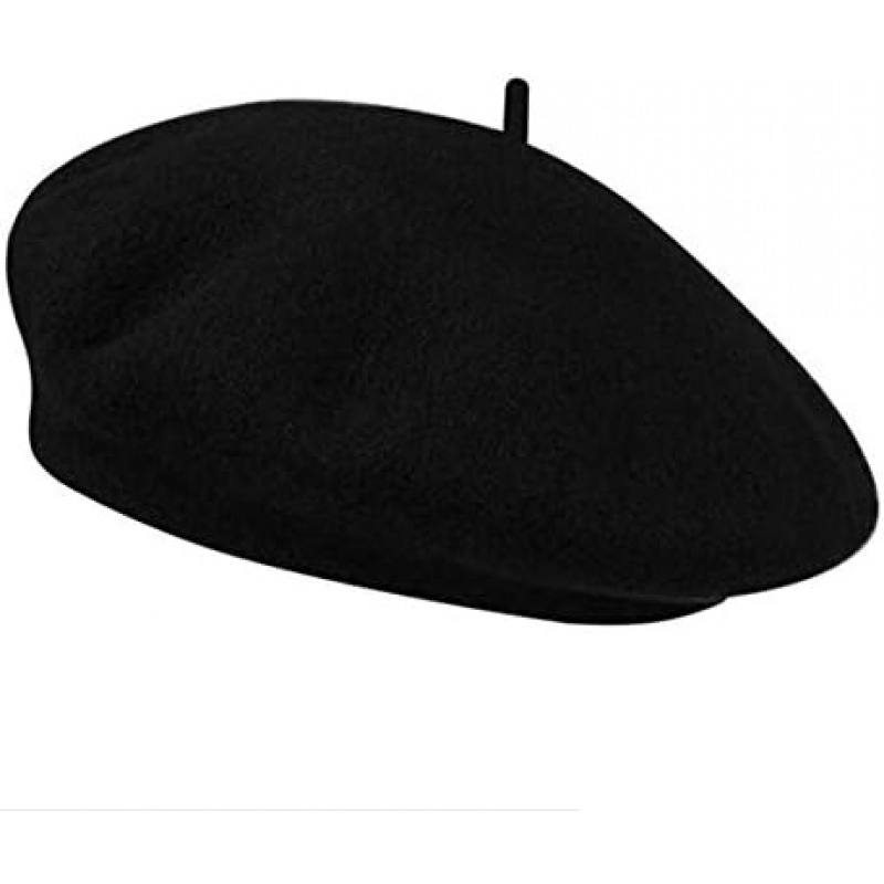 Wool Black French Beret Hat