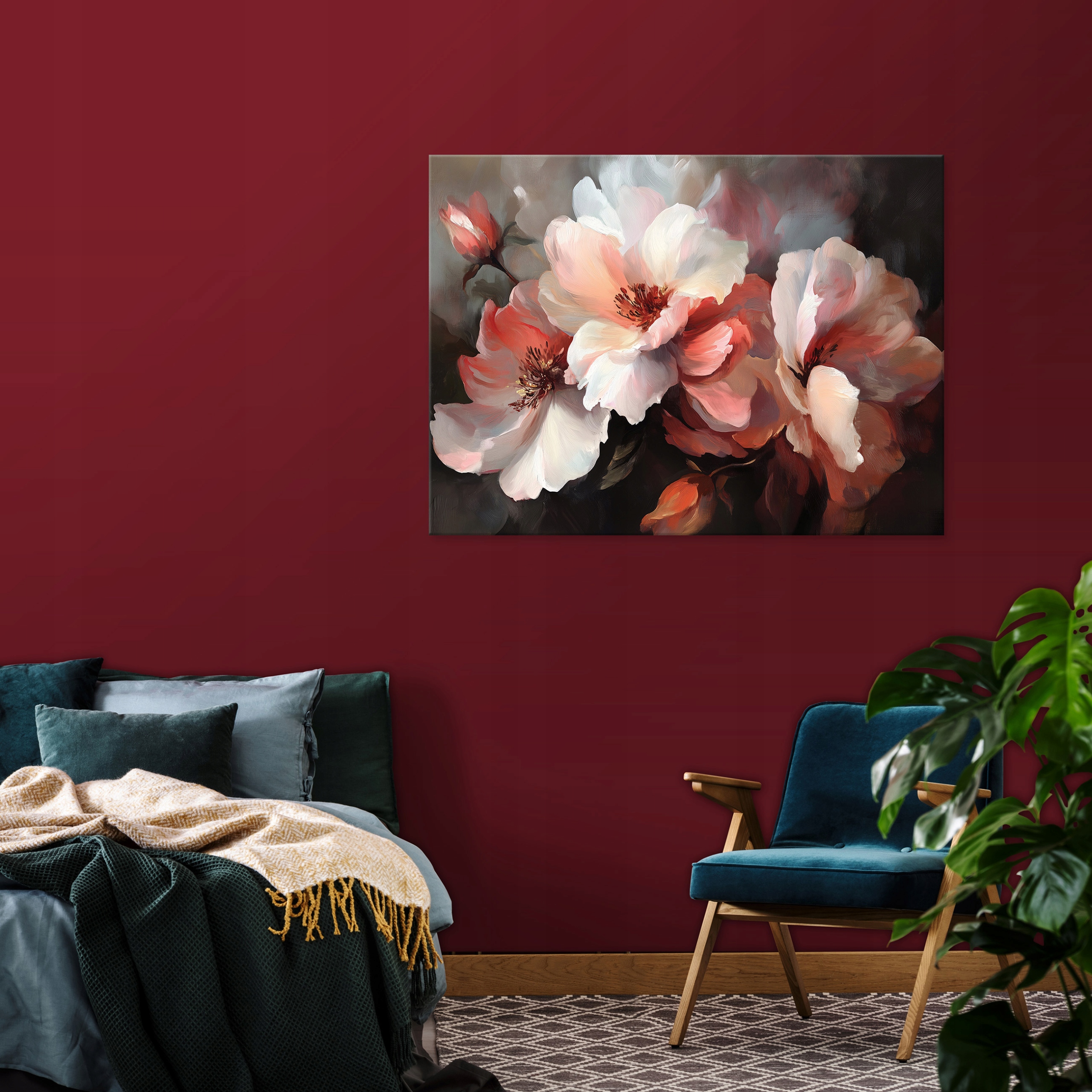 Modern 3D flower painting for the bedroom, living room, or kitchen on 40x30 canvas
