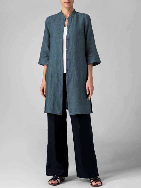 Cotton And Linen Irregular Shirt Cardigan