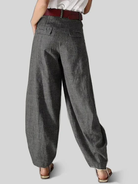 High Waist Cotton Linen Casual Pants
