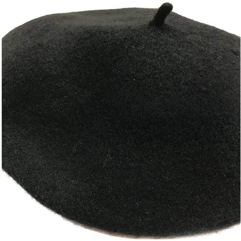 Wool Black French Beret Hat
