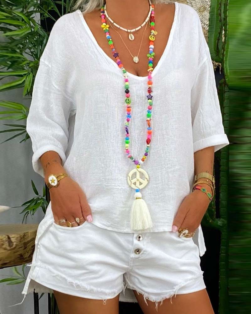 Solid Color Casual Top