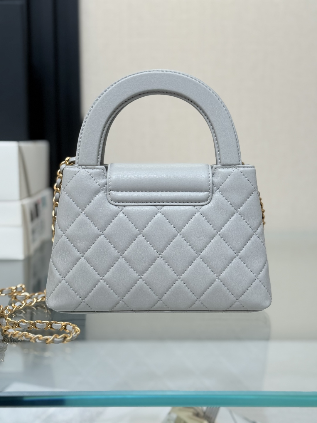 Mini Kelly Bag with Handle（Light Grey） - Mocuir