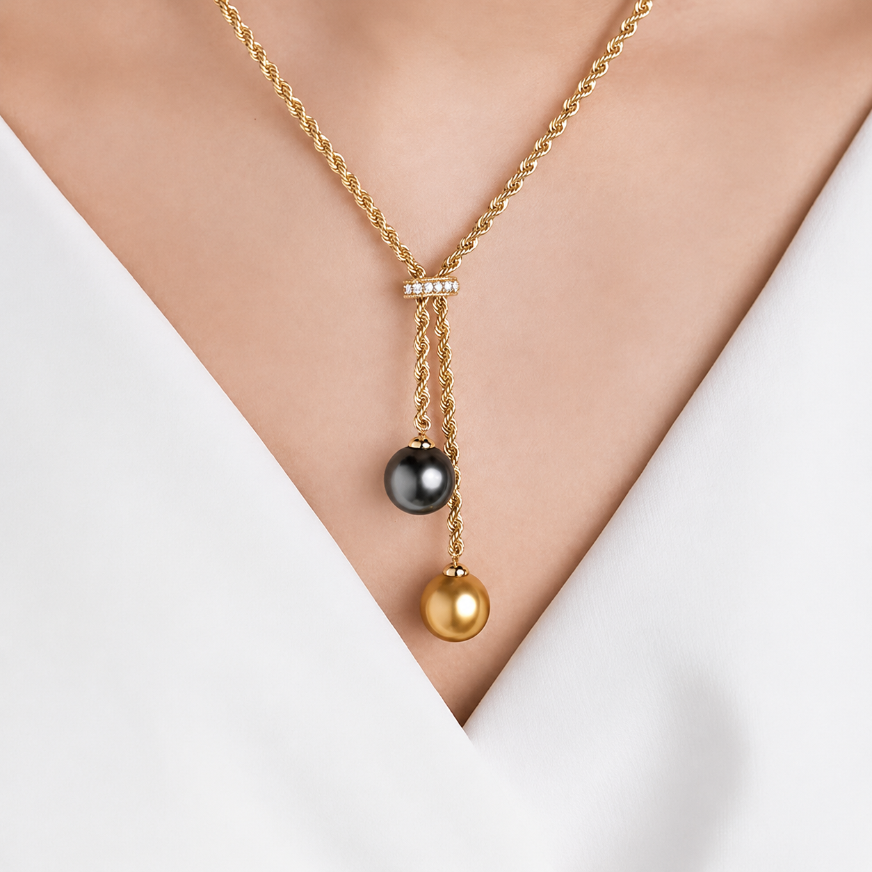 Tahitian South Sea Pearl Twisted Tassel Necklace
