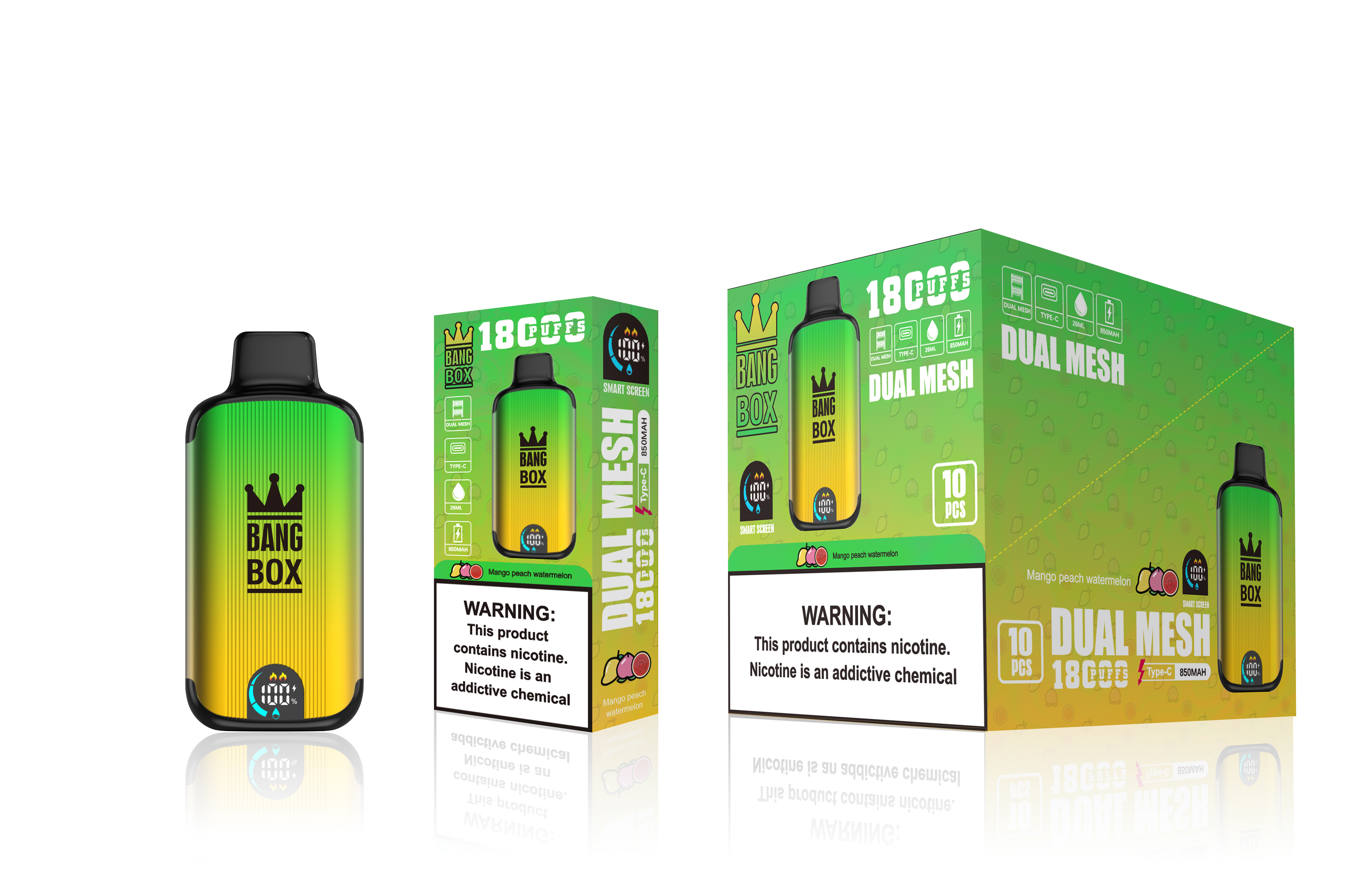 （3 pieces）Bang Box 18000 Puffs New Product LED Display Disposable Vape
