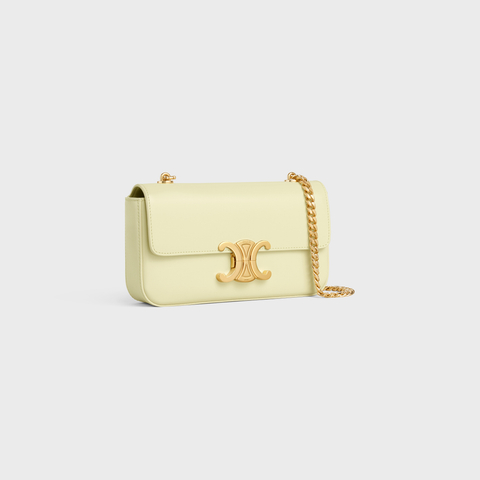 CHAIN SHOULDER BAG CLAUDE IN SHINY CALFSKIN LIGHT YELLOW