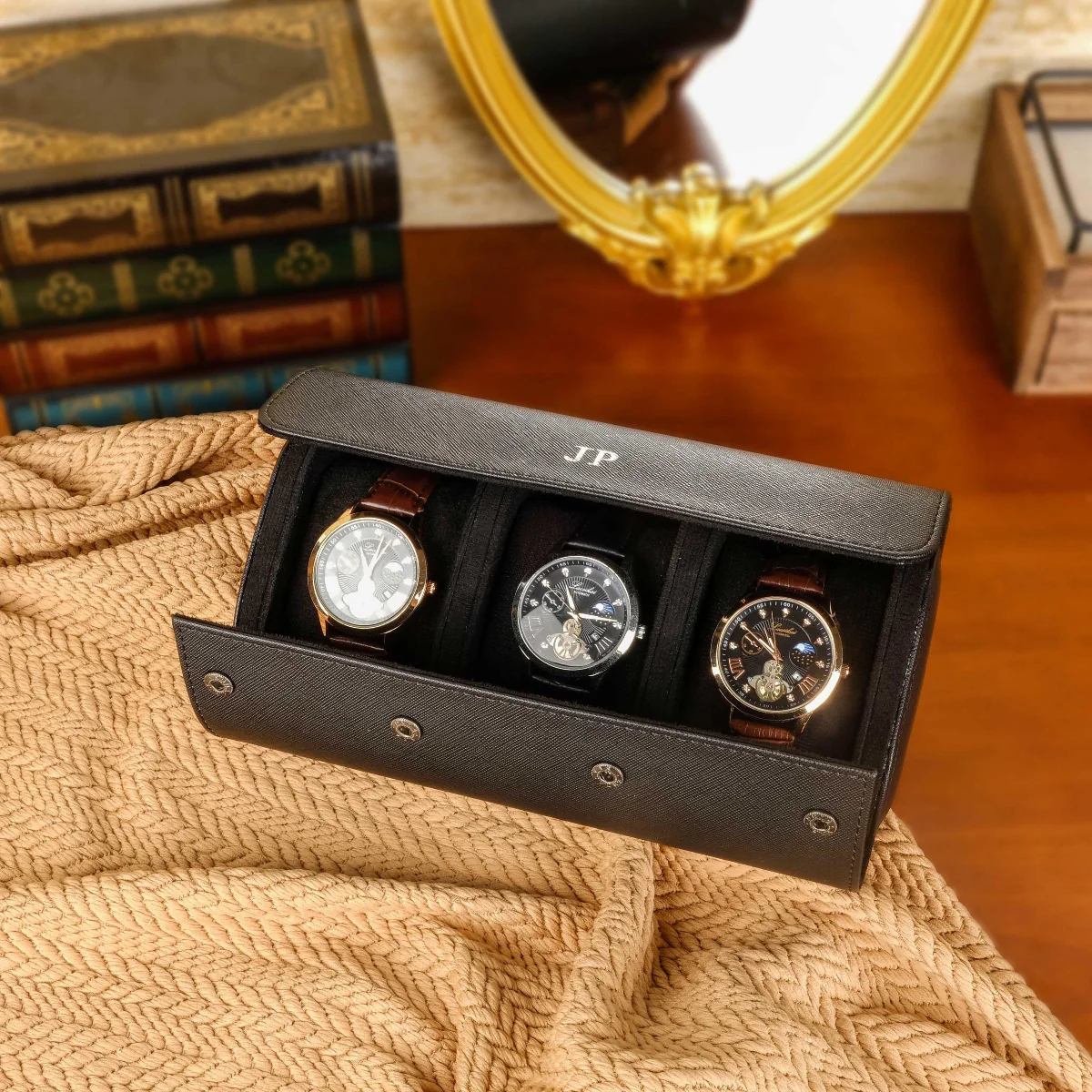 Personalized Leather Watch Box, PU Leather Watch Box, Travel Watch Case, Husband Gift, Groomsman Watch Case Gift, Gift for him,Wedding gifts