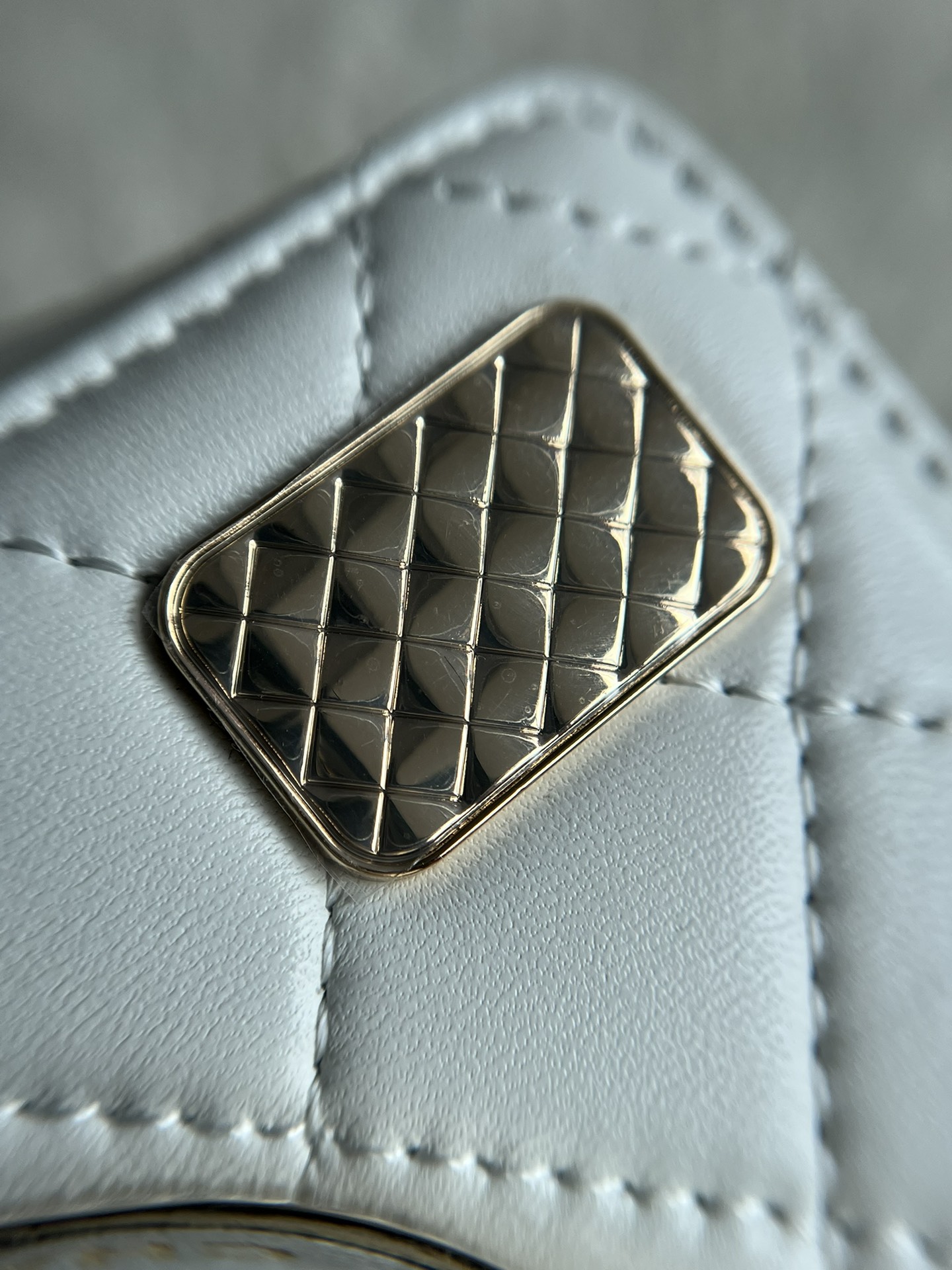 Camera Bag in White Quilted Lambskin with Pale Gold-Tone Hardware, Spring-Summer 2024 (AS4817) - Mocuir