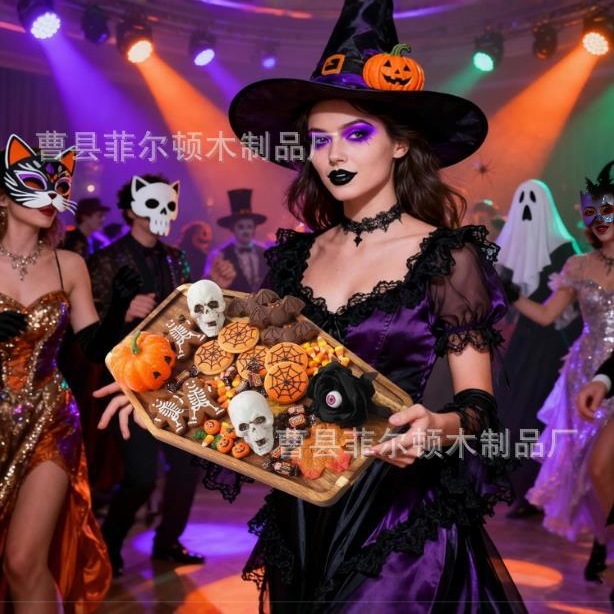 Dessert bread plate, afternoon tea fruit plate, acacia wooden pallet