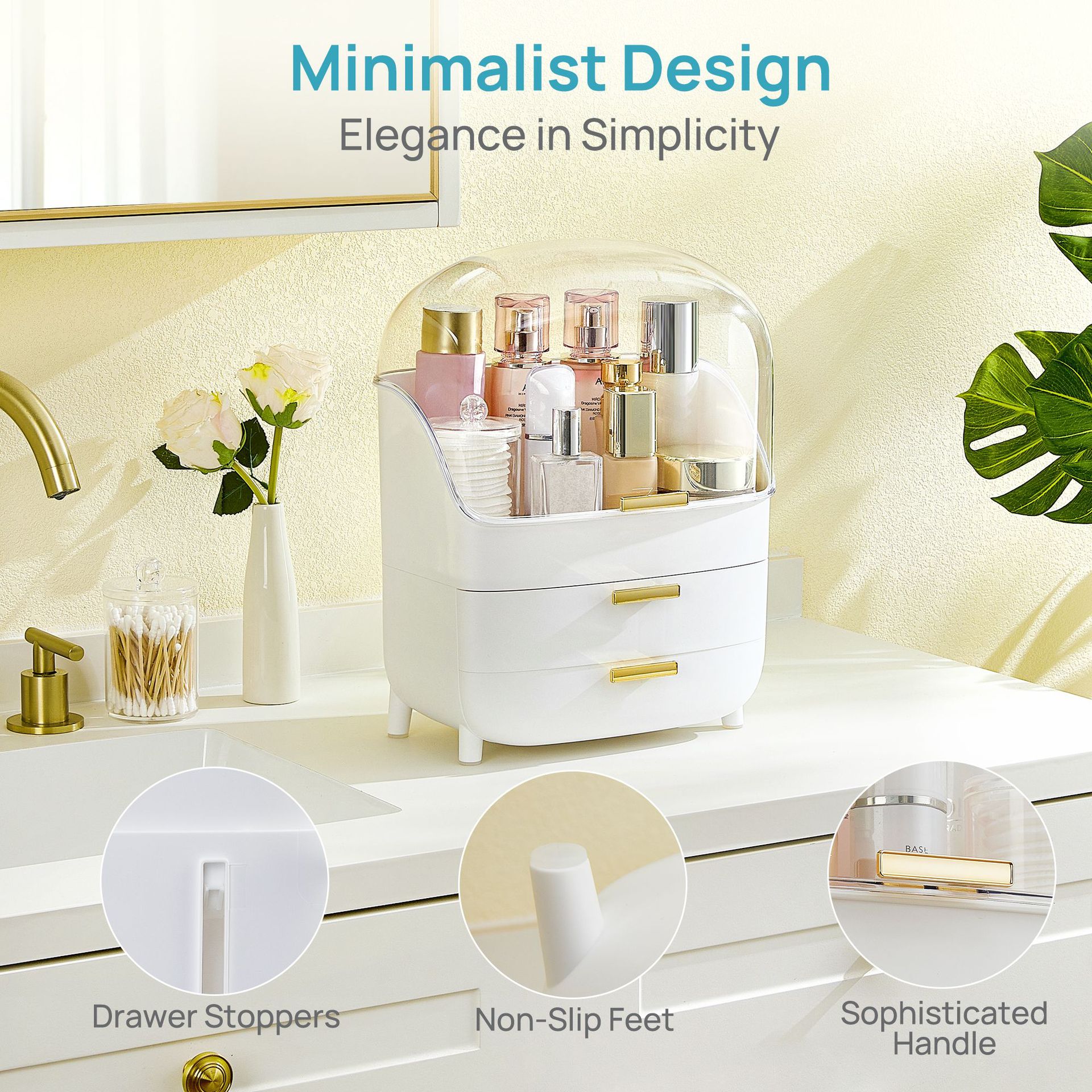 Cosmetics storage box desktop drawer dresser lipstick perfume mask skin care finishing box with lid dust storage.