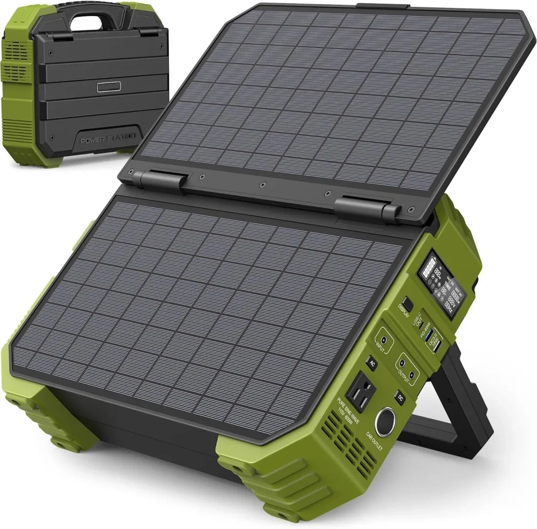 Spring Sale💥Last Day Buy 1 Get 1 Free💥Portable Power Station with Built-in Solar Panel