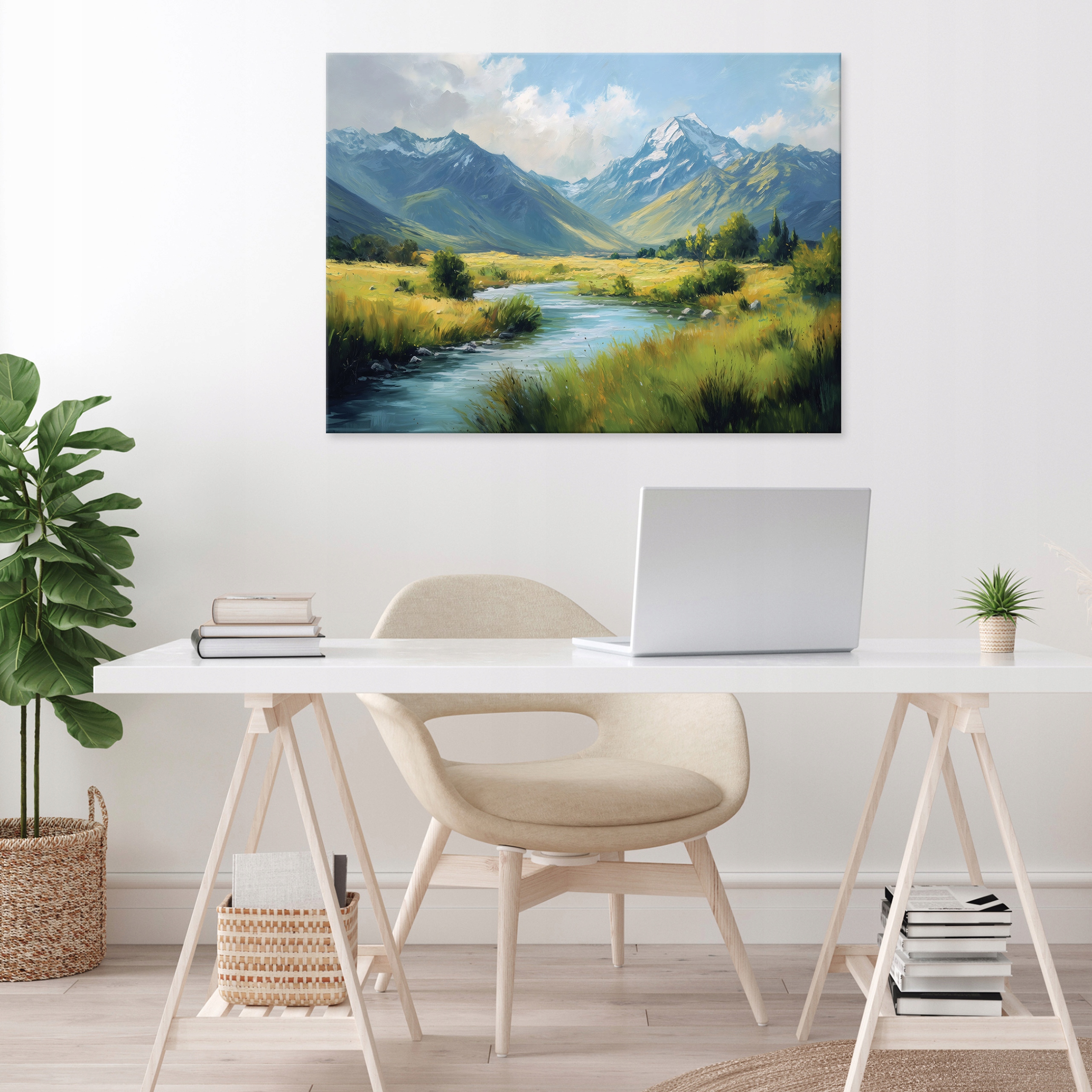 Mountain river landscape painting for the bedroom, living room, or kitchen, on canvas, 40x30