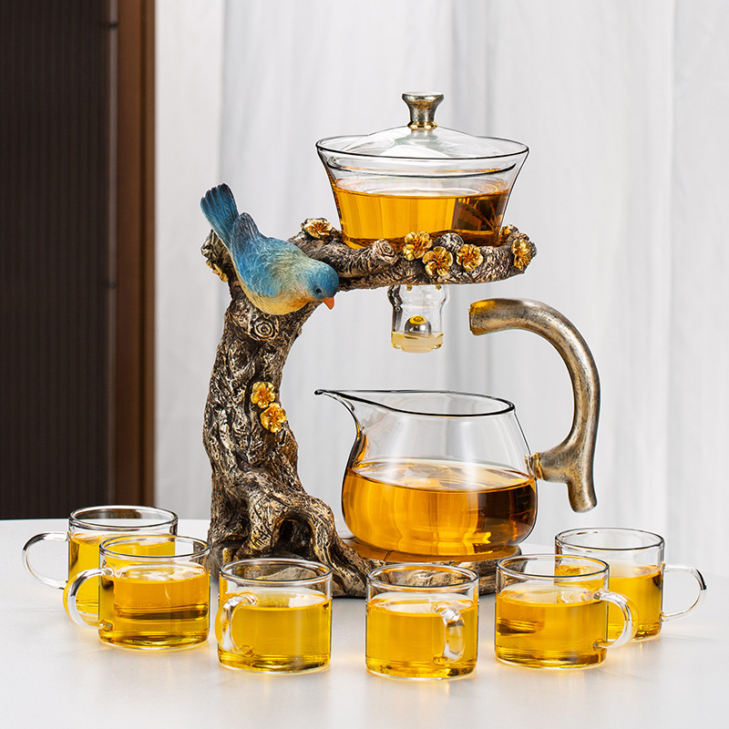 Glass tea set suit household magnetic suction semi-automatic lazy tea maker office kung fu tea cup teapot small set