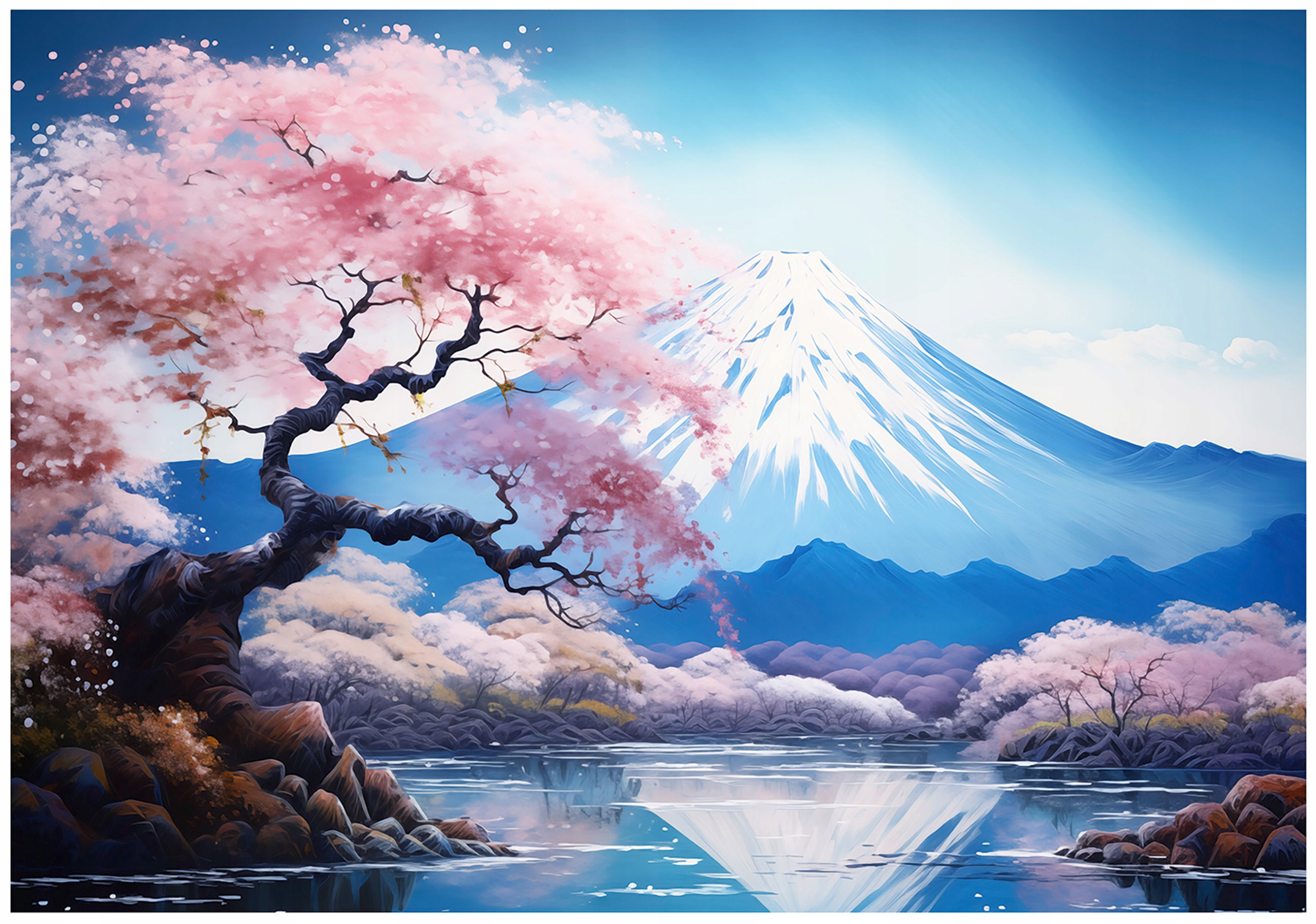 Watercolor mountain landscape wall mural for bedroom or living room, non-woven wallpaper,